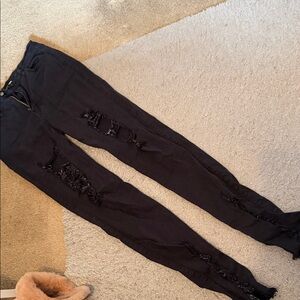 Fashion Nova Black Distressed Pants